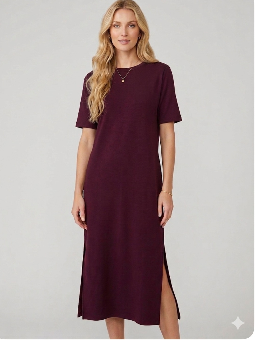 Entro Ease Plum Moments MIDI Maxi Comfy Dress Size Medium New